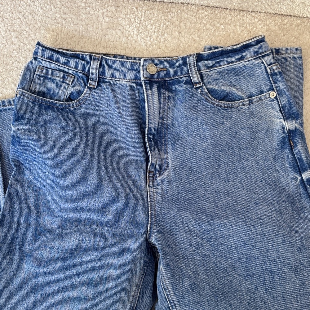 Missguided Blue High Rise Mom Jeans